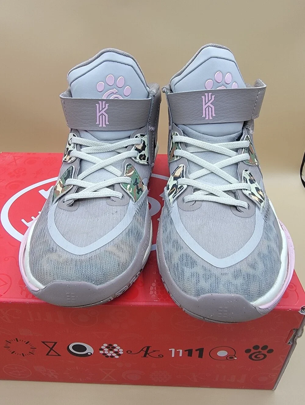 Nike Kyrie Infinity PS Leopard Camo Big Kid's Shoes Size 3Y Tan Black Gray w/Box
